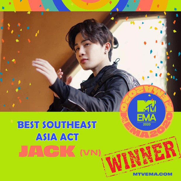 Jack giành giải Nghệ sĩ Đông Nam Á xuất sắc nhất MTV EMA 2020 - Ảnh 2.
