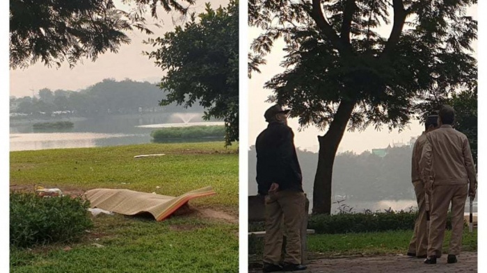 Tá hỏa phát hiện người đàn ông tử vong trên bãi cỏ ven hồ Ba Mẫu - Ảnh 1.