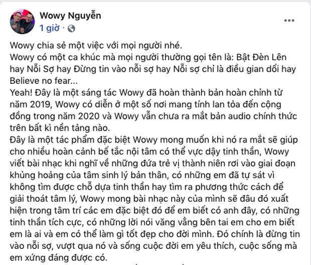 Cư dân mạng ủng hộ Wowy thực hiện MV cho ca khúc “kén nghe” - Ảnh 2.