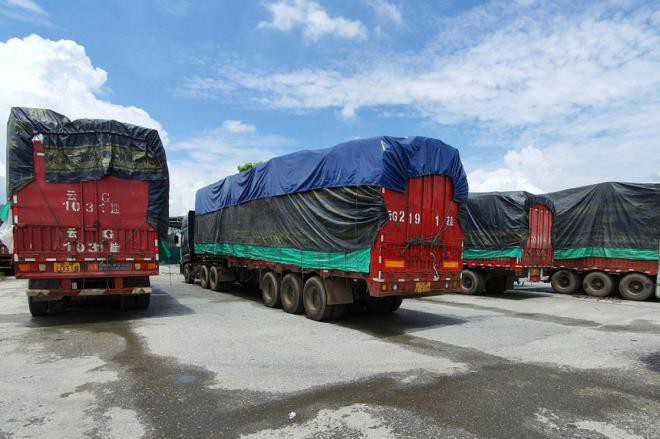 Vụ bắt 100 xe Trung Quốc ở Lào Cai: Có chân gà, thuốc sâu, hàng hiệu giả - Ảnh 1.