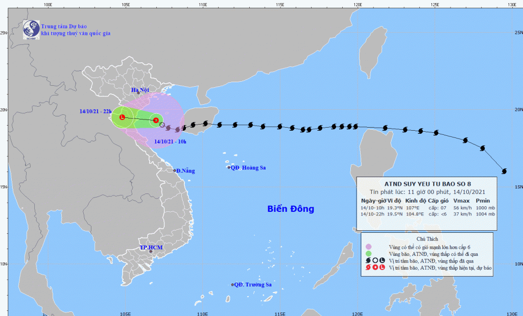 Áp thấp nhiệt đới cách Nam Định khoảng 130km, sức gió giật cấp 9 - Ảnh 1.