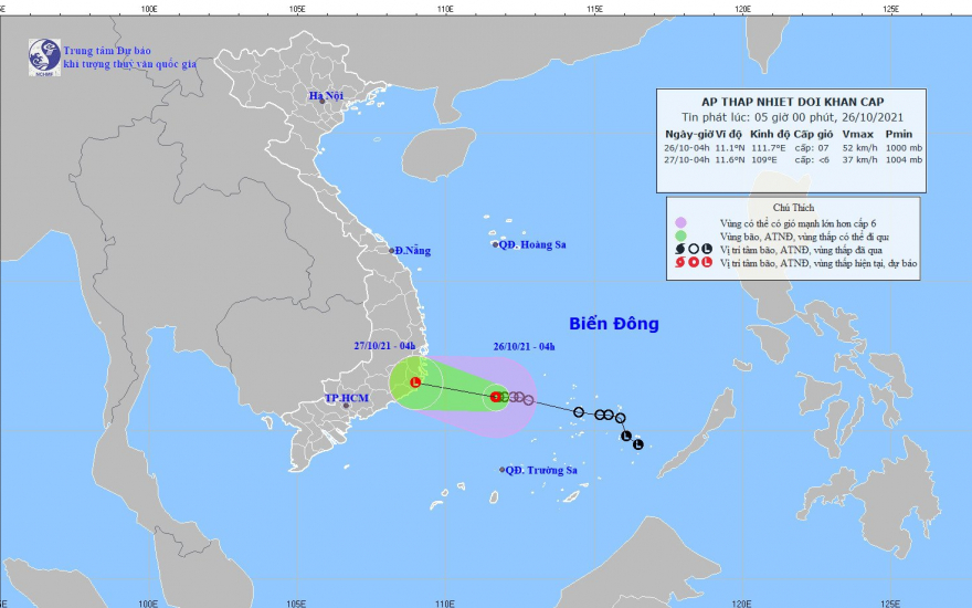 Thời tiết hôm nay: Áp thấp nhiệt đới sẽ đi vào Bình Thuận - Khánh Hòa và suy yếu dần - Ảnh 1.