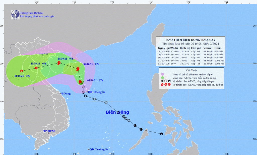 Bão số 7 giật cấp 10, tiếp tục đổi hướng đi vào vịnh Bắc Bộ - Ảnh 1.