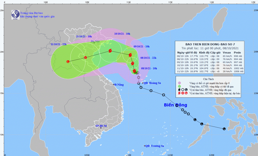 Bão số 7 cách đảo Hải Nam, Trung Quốc khoảng 130km, sức gió giật cấp 10 - Ảnh 1.