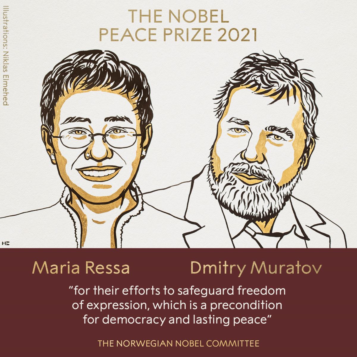 Giải Nobel Hòa bình năm 2021 thuộc về hai nhà báo Maria Ressa và Dmitry Muratov - Ảnh 1.
