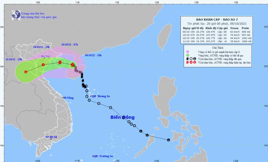 Bão số 7 đã đi vào Vịnh Bắc Bộ, có khả năng suy yếu thành áp thấp nhiệt đới - Ảnh 1.