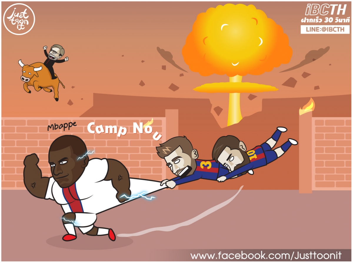 Biếm họa 24h: Messi và Pique bất lực trước &quot;máy chạy&quot; Mbappe - Ảnh 1.