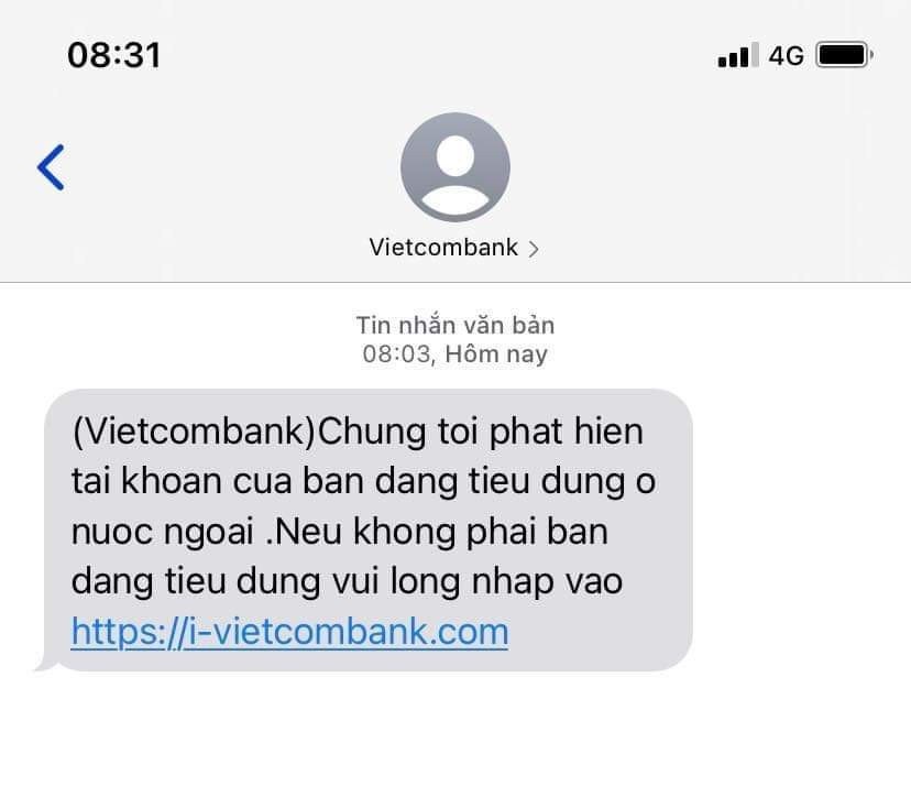 Đến lượt khách hàng Vietcombank nhận tin nhắn lừa đảo - Ảnh 1.