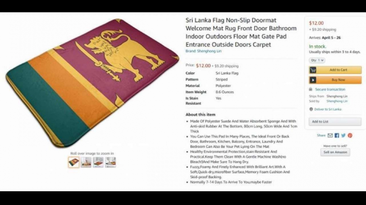 Quảng cáo thảm chùi chân mang hình quốc kỳ Sri Lanka bị gỡ khỏi trang Amazon - Ảnh 1.