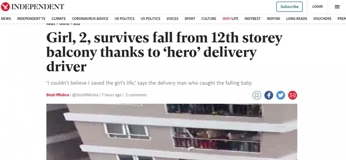 Báo Anh gọi Nguyễn Ngọc Mạnh là 'người hùng' sau khi cứu bé gái rơi từ tầng 12 - Ảnh 1.