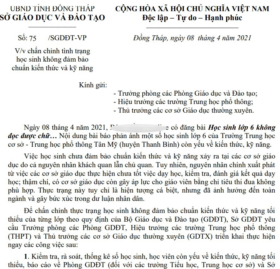 Vụ học sinh lớp 6 không đọc được chữ: Do giáo viên bị áp chỉ tiêu thi đua? - Ảnh 2.