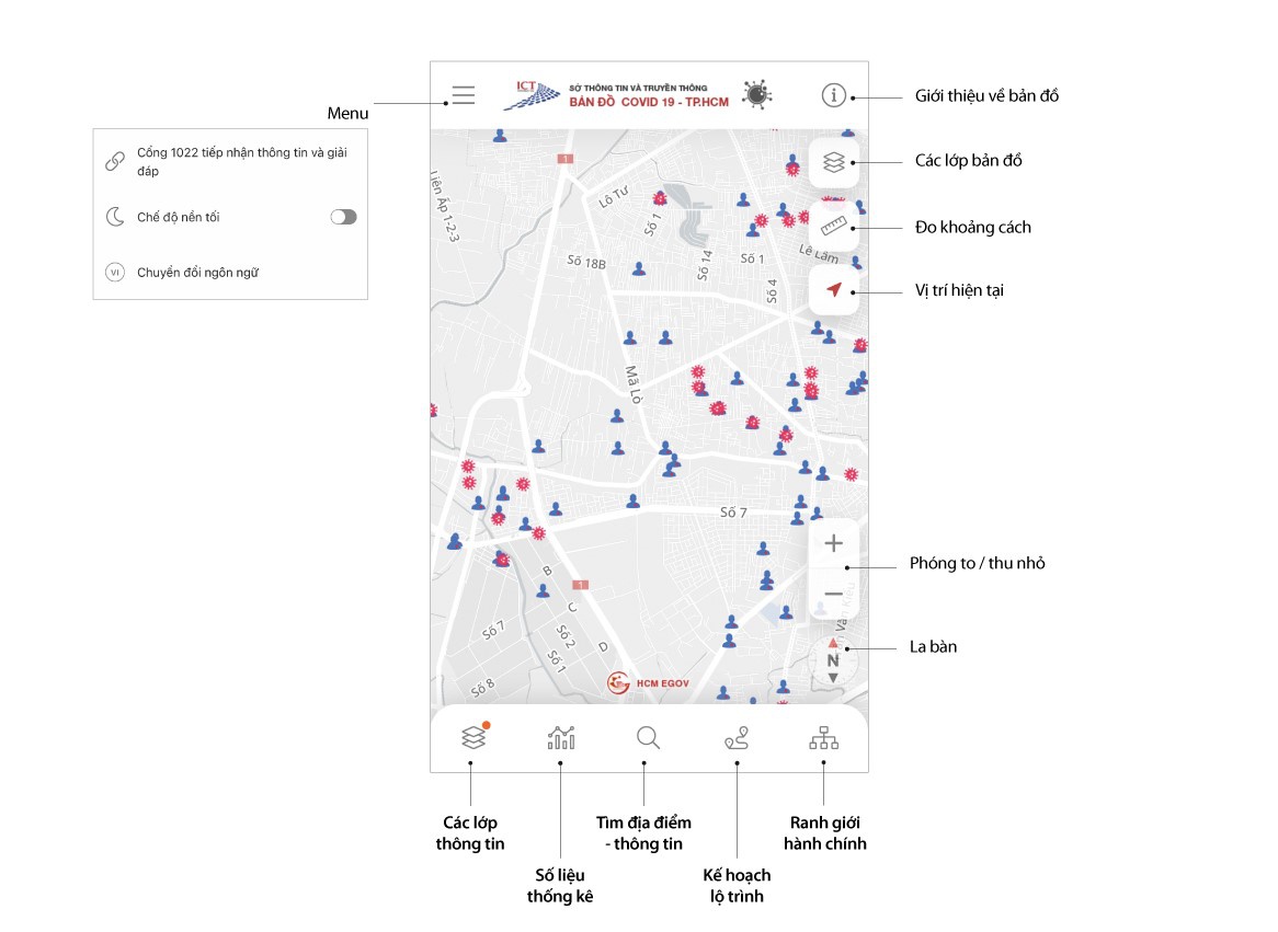 Bản đồ giúp người dân TP.HCM tìm đường tránh nơi có nguy cơ lây nhiễm - Ảnh 1.