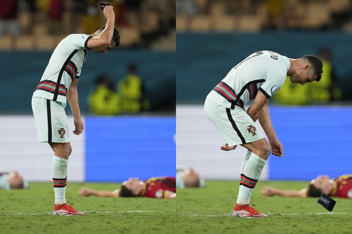 Cristiano Ronaldo ném băng đội trưởng sau khi Bồ Đào Nha thua Bỉ - Ảnh 1.