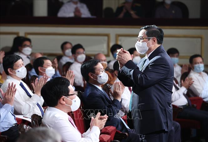 Thủ tướng Chính phủ Phạm Minh Chính dự Lễ ra mắt Quỹ vaccine phòng COVID-19 - Ảnh 1.