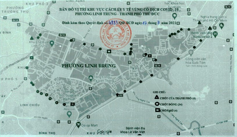 Từ 0 giờ ngày 18/7, thành phố Thủ Đức thiết lập phong tỏa toàn bộ 2 phường Linh Trung và Tam Bình - Ảnh 1.