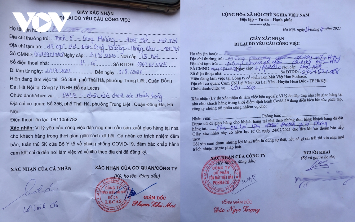 Nhiều người ở Hà Nội sử dụng giấy xác nhận kiểu 'đối phó' để được đi lại - Ảnh 2.