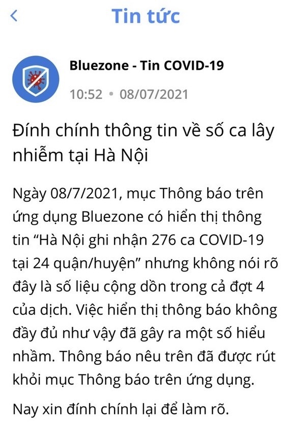 Thông tin 'Hà Nội ghi nhận 276 ca mắc COVID-19' không chính xác - Ảnh 1.