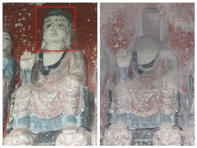 Trung Quốc: Tượng Phật khắc trên vách núi đá ngàn năm tuổi bị đánh cắp ở Tứ Xuyên - Ảnh 2.