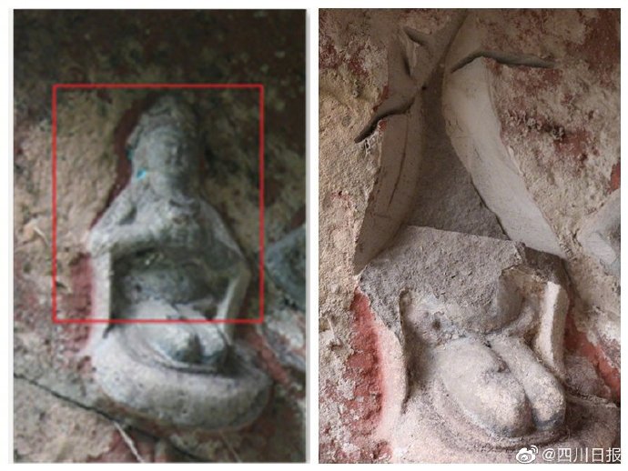 Trung Quốc: Tượng Phật khắc trên vách núi đá ngàn năm tuổi bị đánh cắp ở Tứ Xuyên - Ảnh 3.