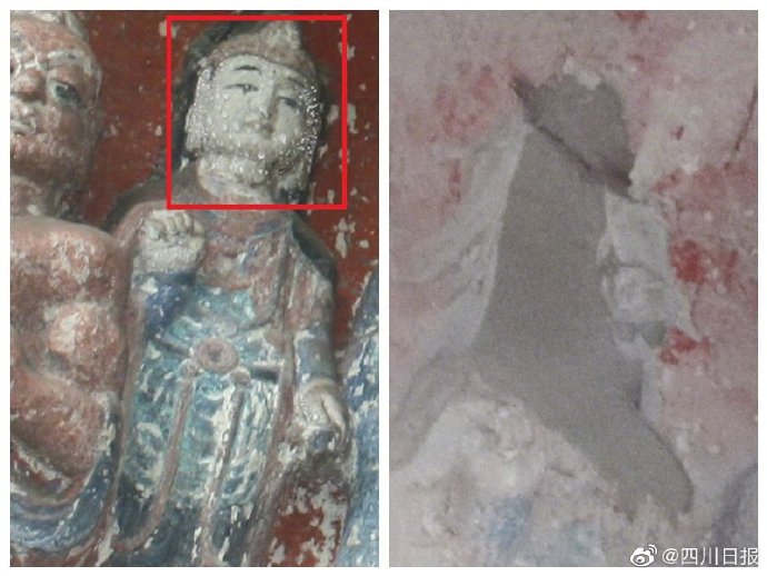 Trung Quốc: Tượng Phật khắc trên vách núi đá ngàn năm tuổi bị đánh cắp ở Tứ Xuyên - Ảnh 1.