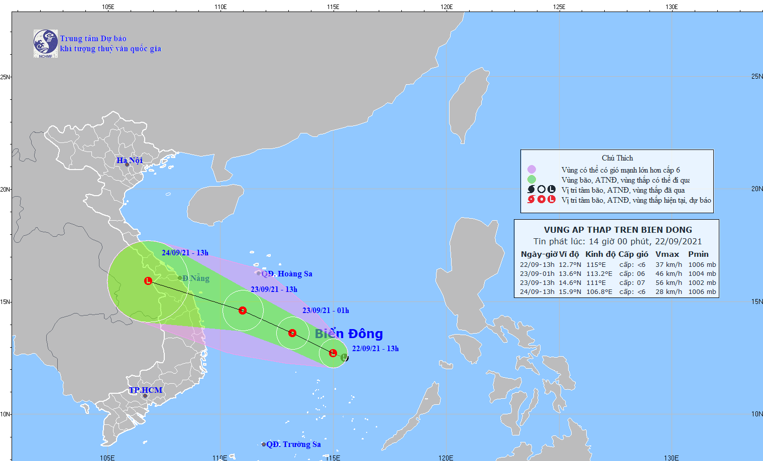 Áp thấp trên biển Đông di chuyển hướng về đất liền Thừa Thiên Huế - Bình Định - Ảnh 1.