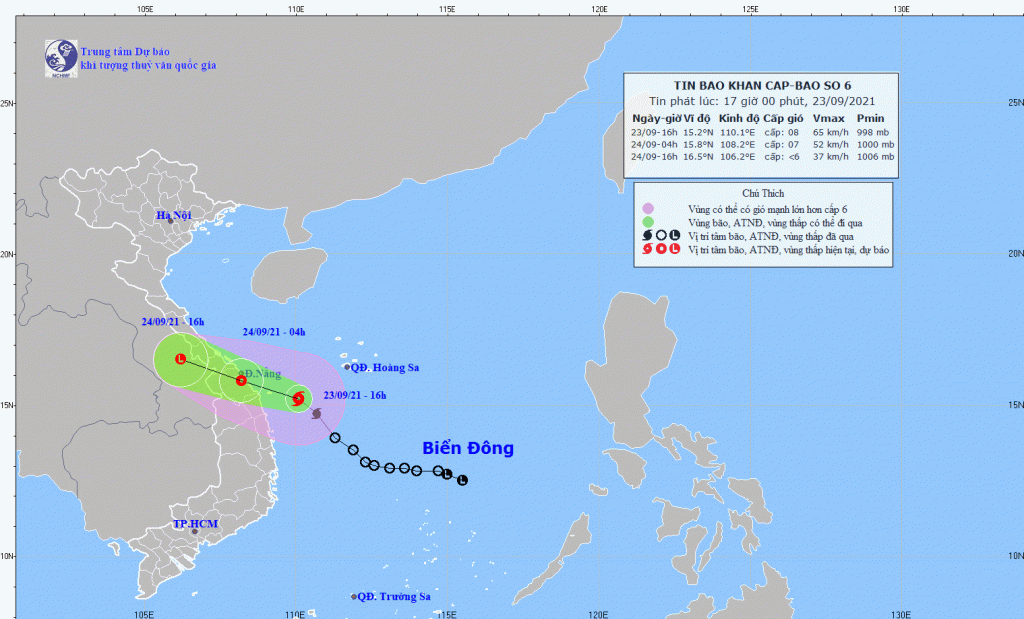 Bão số 6 cách bờ biển Bình Định khoảng 130km, sức gió giật cấp 10 - Ảnh 1.