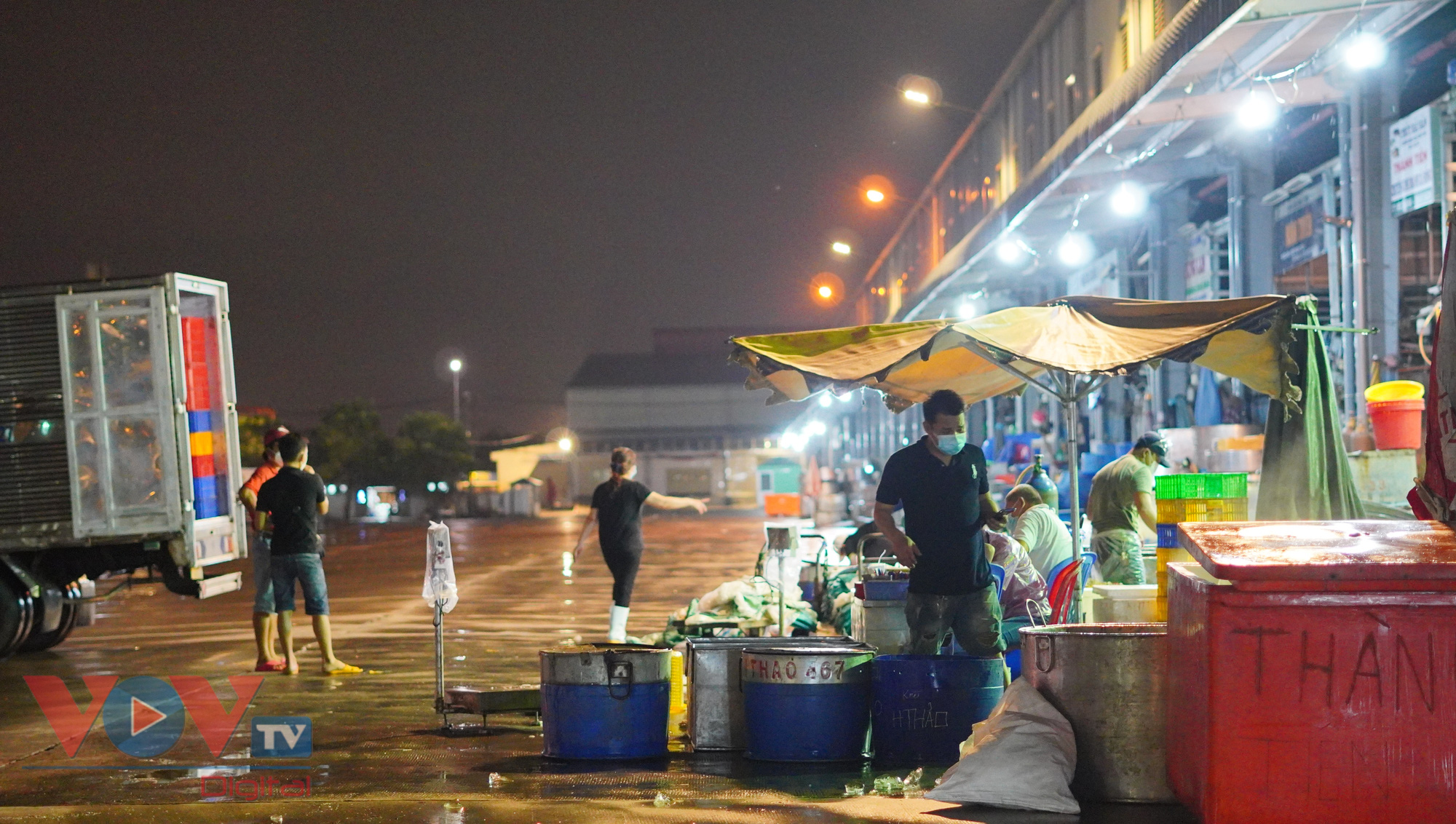 Hàng hóa nhộn nhịp ngày đầu mở lại điểm trung chuyển chợ Bình Điền TP.HCM - Ảnh 1.