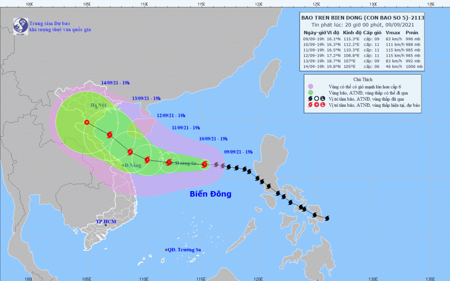 Tin bão trên biển Đông: Bão số 5 mạnh lên cấp 9, giật cấp 11 - Ảnh 1.