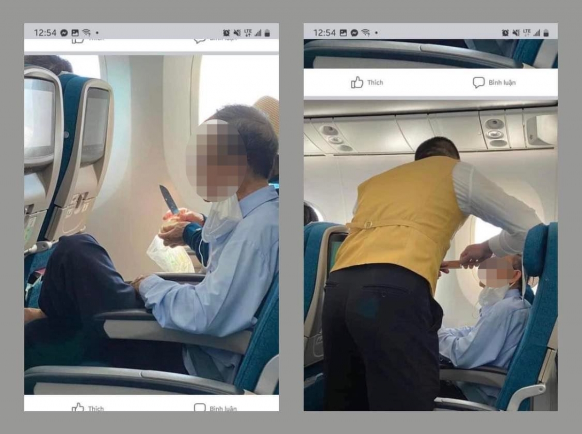 Xôn xao hình ảnh hành khách mang dao ra gọt hoa quả trên máy bay - Ảnh 1.