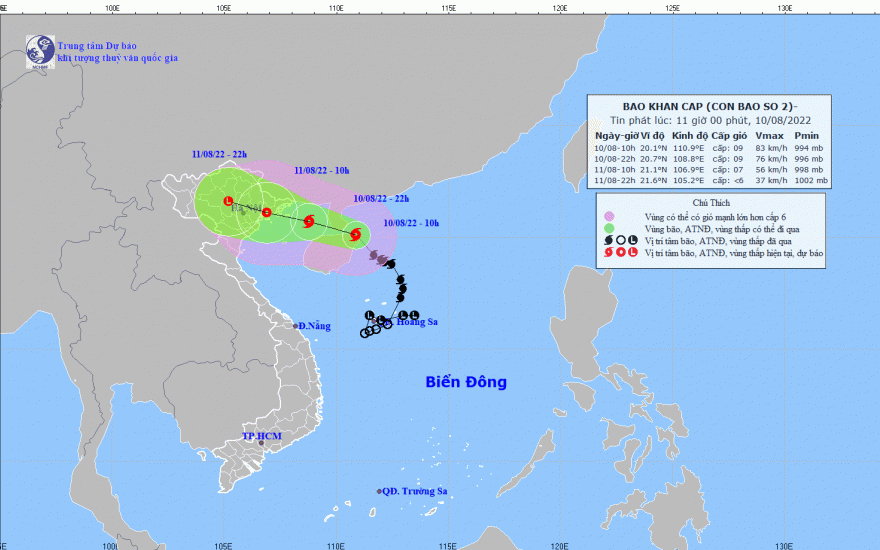 Đêm nay 10/8, bão số 2 sẽ cách Quảng Ninh 130km - Ảnh 1.