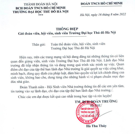 Trường Đại học Thủ đô Hà Nội tạm dừng giảng dạy với thầy giáo bị tố cáo quấy rối sinh viên - Ảnh 1.