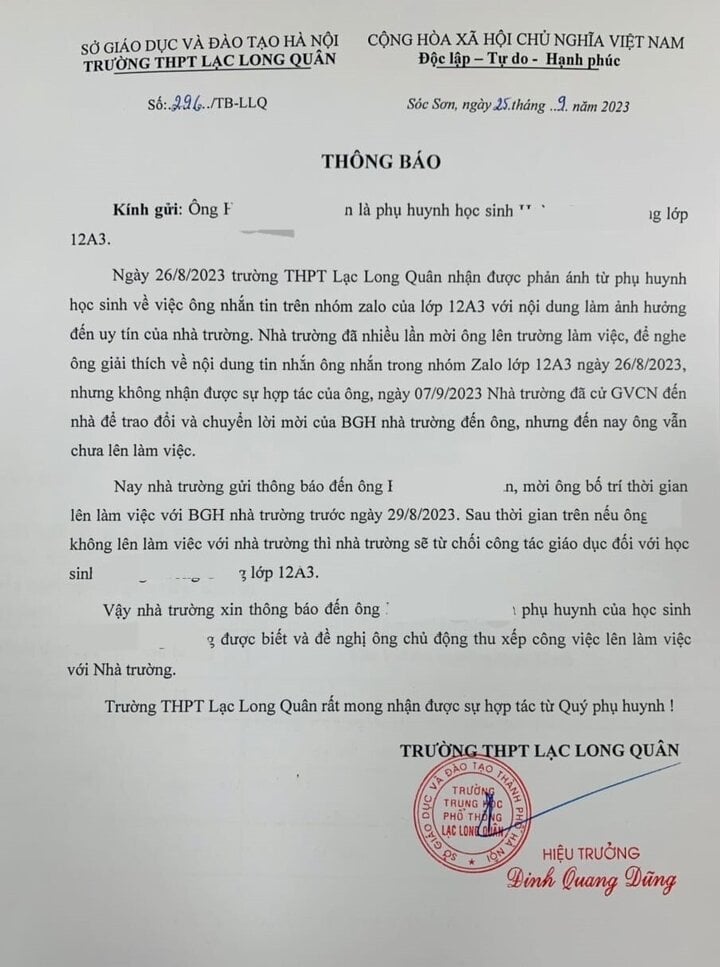 Xôn xao học sinh bị 'đuổi' vì phụ huynh tố cáo trường: Sở GD&ĐT Hà Nội lên tiếng - Ảnh 1.