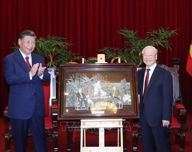 Tổng Bí thư Nguyễn Phú Trọng và Tổng Bí thư, Chủ tịch nước Trung Quốc Tập Cận Bình dự Tiệc trà- Ảnh 6.