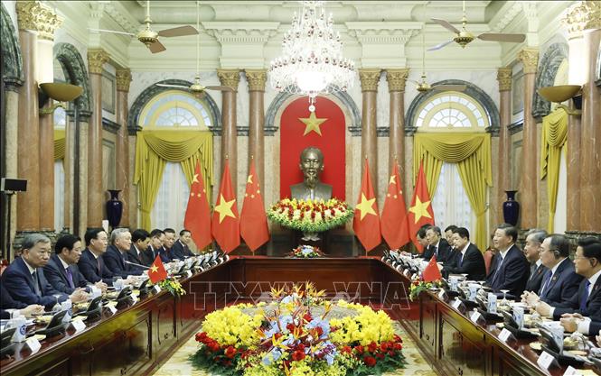 Chủ tịch nước Võ Văn Thưởng hội kiến Tổng Bí thư, Chủ tịch nước Trung Quốc Tập Cận Bình- Ảnh 7.