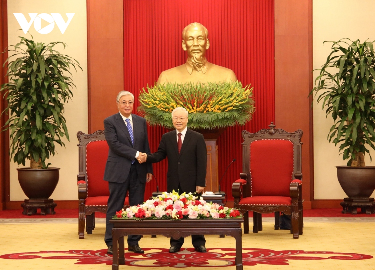 Tổng Bí thư Nguyễn Phú Trọng tiếp Tổng thống Kazakhstan - Ảnh 1.