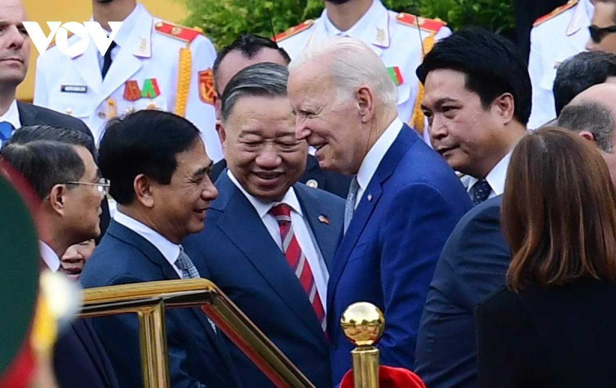 Tổng Bí thư Nguyễn Phú Trọng chủ trì lễ đón Tổng thống Hoa Kỳ Joe Biden - Ảnh 3.