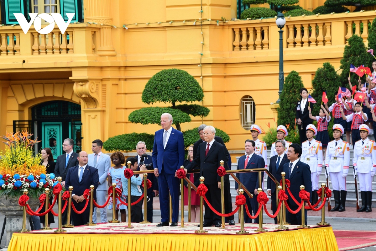 Tổng Bí thư Nguyễn Phú Trọng chủ trì lễ đón Tổng thống Hoa Kỳ Joe Biden - Ảnh 1.
