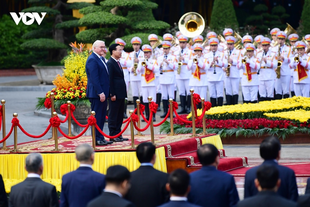 Toàn cảnh Lễ đón Tổng thống Đức thăm cấp Nhà nước tới Việt Nam- Ảnh 1.
