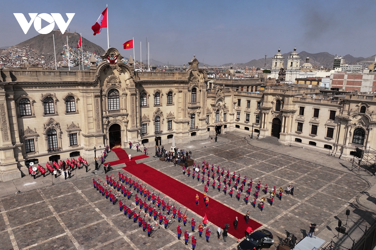 Tổng thống Peru chủ trì lễ đón Chủ tịch nước Lương Cường- Ảnh 1.