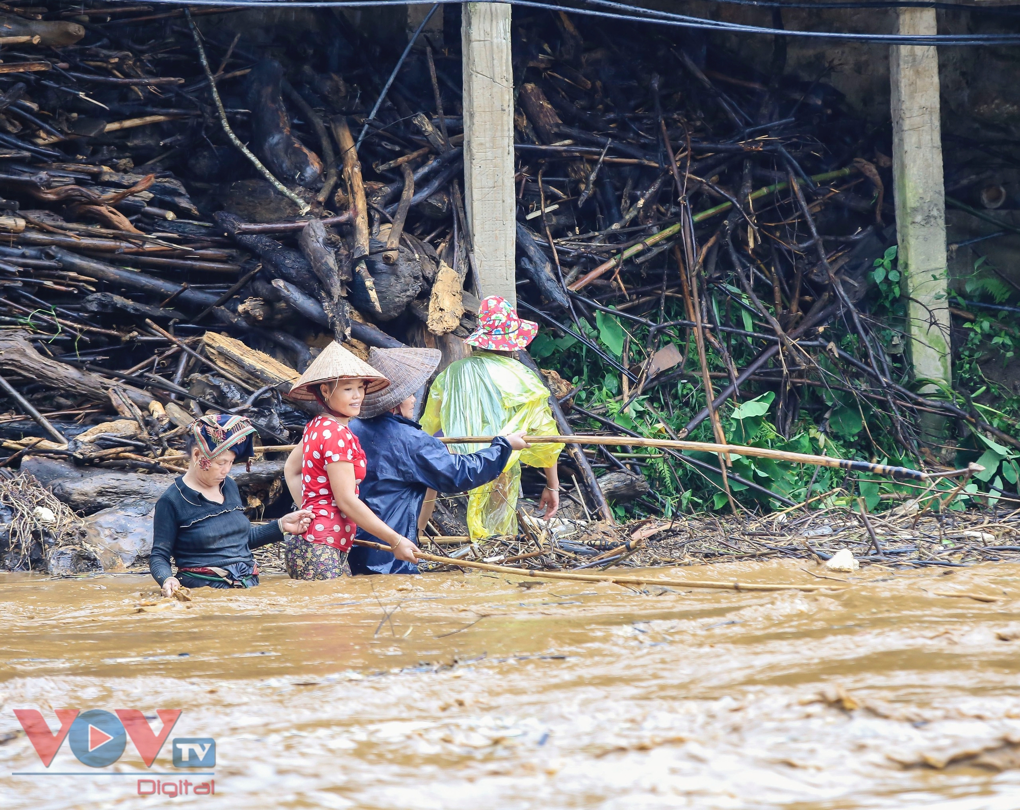 Mặc nước lũ cuồn cuộn, người dân Điện Biên vẫn đua nhau đi vớt củi, bắt cá- Ảnh 5.