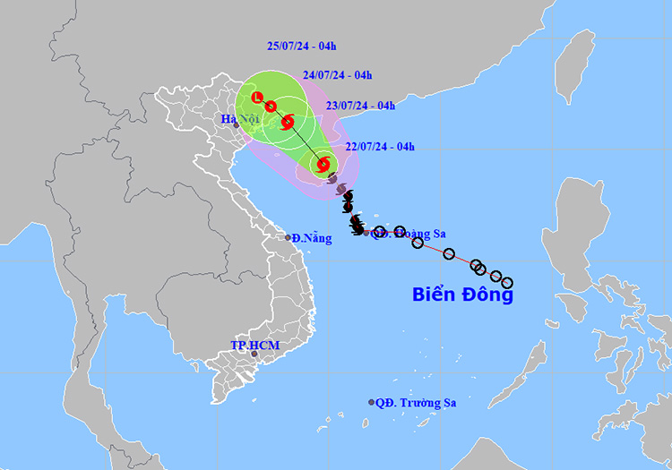 Thời tiết ngày 22/7: Bão số 2 mạnh cấp 9 di chuyển theo hướng Tây Bắc- Ảnh 1.