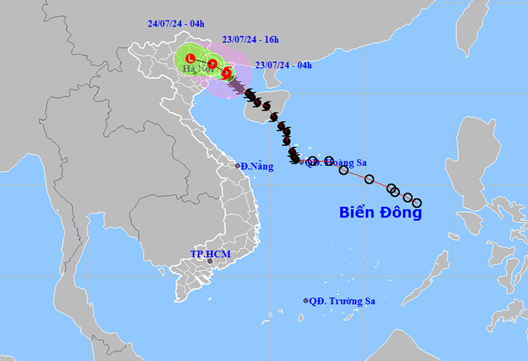 Thời tiết ngày 23/7: Bão số 2 gây mưa rất to - Ảnh 1.