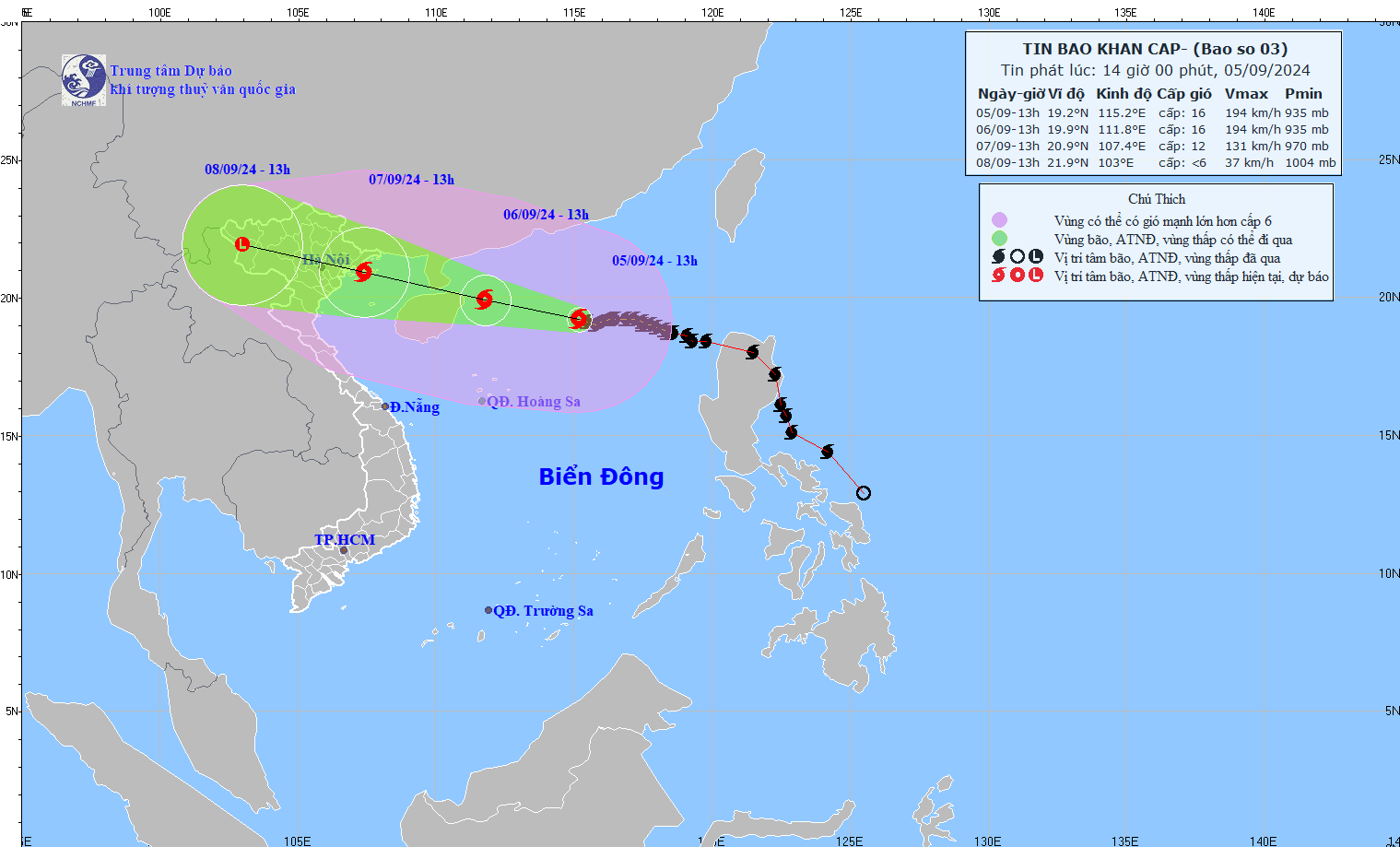 Siêu bão số 3 mạnh cấp 16, giật cấp 17, cách Quảng Ninh 510 km- Ảnh 1.