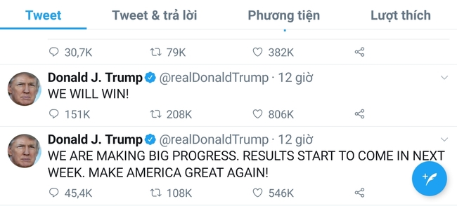 Những dòng Tweet bất thường trên Twitter của Donald Trump - Ảnh 1.