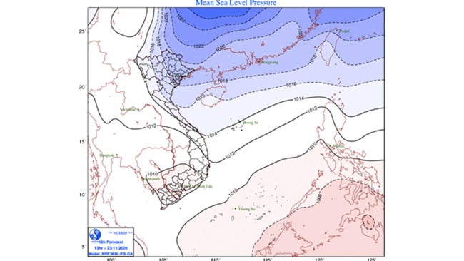 Dự báo thời tiết ngày 23/11: Không khí lạnh đang tiến gần đến vùng biên giới phía Bắc nước ta - Ảnh 1.