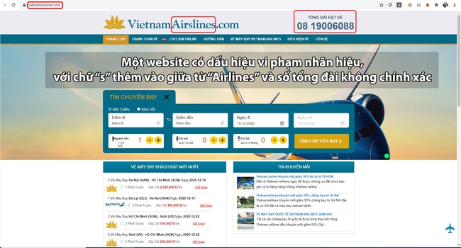 Nhiều website giả mạo Vietnam Airlines, bán vé máy bay giả dịp Tết - Ảnh 1.