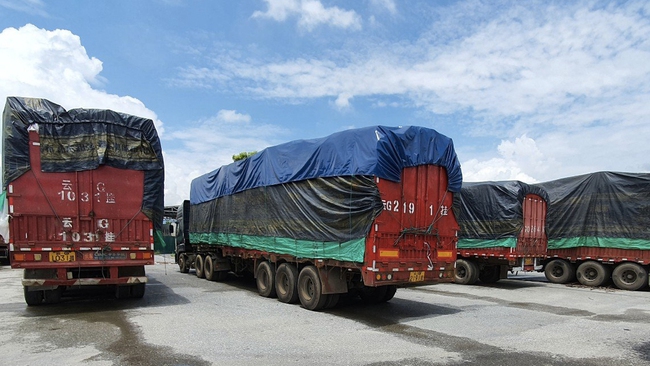 Tạm giữ 100 xe hàng vô chủ ở cửa khẩu Kim Thành (Lào Cai) sau hơn 4 tháng kiểm đếm - Ảnh 1.