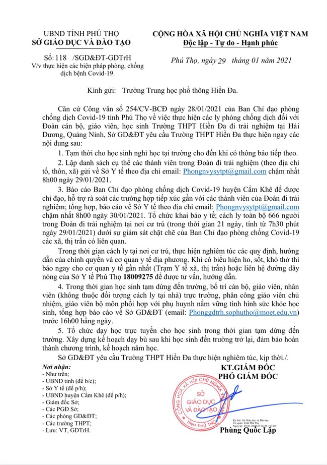 Phú Thọ: Trường THPT Hiền Đa sẽ cho học sinh học trực tuyến tại nhà sau khi trở về từ Hải Dương và Quảng Ninh - Ảnh 3.