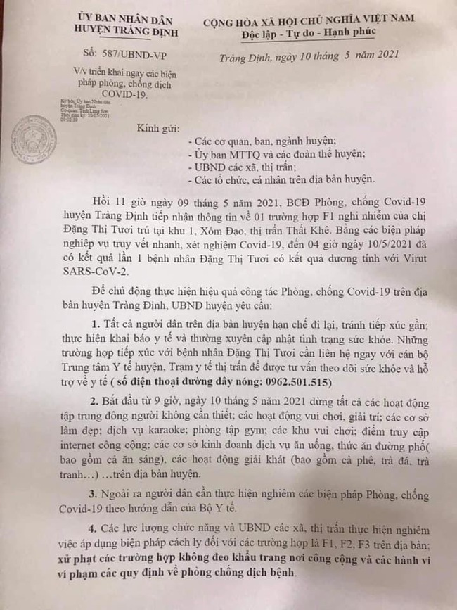 Lạng Sơn: Một trường hợp nghi mắc COVID-19 tại huyện Tràng Định - Ảnh 1.