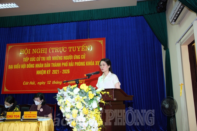 Đồng chí Nguyễn Văn Tùng, Chủ tịch UBND thành phố cùng các ứng cử viên đại biểu HĐND thành phố tiếp xúc cử tri tại huyện Cát Hải - Ảnh 10.